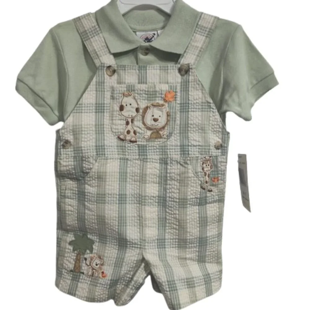 Good Lad of Philadelphia Y2K Boy's Size 2T Coverall and Collared Shirt Lion NWT